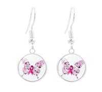 Classics Earrings for Women Pink Ribbon Stud Earrings For Breast Cancer Awareness Stylish And Elegant Accessories Earring Women Earring That Looks like Multiple Piercing (E-F, 6x4x1cm)