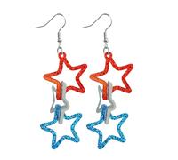 Classics Earrings for Women Three Rotating Design Combined With Like Sparkling Luster Heart Shaped Five Pointed Star Earrings! Stainless Steel Clip on (2-A, 8x3cm)