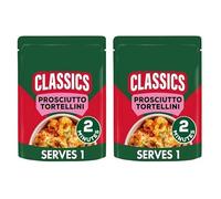Classics Prosciutto Tortellini Pasta Ready Meal, 250g, Serves 1, Cooked Egg Pasta with Cured Ham Filling and Tomato Sauce,Pack Of 2