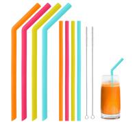 Classicseali 10pcs Wide Straws,Silicone Straws Reusable, with Brush, Easy to Clean Bubble Tea Straw, for Beverages,Water, Milkshakes, Lemonade, Soda and Coffee, 4 Colors