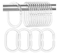 Classicseali 12pcs Shower Curtain Rings Plastic, Rust-Proof C-Shaped Shower Curtain Hooks for Bathroom,Clear Shower Curtains Rings for Easy Glide on Rods