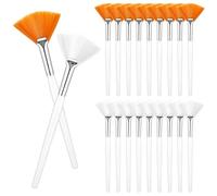 Classicseali 18PCS Face Mask Brush Applicator, Fan-Shaped Facial Brushes Esthetician, Soft Facials Fan Brush, for Mud Cream, Mask, Essence, Makeup Exfoliation, White, Yellow