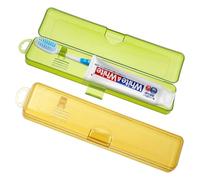Classicseali 2 Pack Tooth Brush Holder Travel,Toothbrush Holder Travel 7.9 x 1.8 x 1.1 in,Portable Plastic Toothbrushes Travels Holders with Secure Seal, Yellow & Green