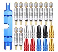 Classicseali 21pcs Presta Valve Caps,Presta Valve, Zinc Alloy Prestas Valves Cores, Including a Valves Stem Removal Tool, and Bicycle Cap for Bicycles Tire Replacements