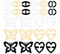 Classicseali 24Pcs Bra Clips for Racer Back,4 Different Shapes Racer Back Bra Clip, Anti-Slip Conceal Straps, Bra Strap Clips, Buckles Cleavage Control Clip for Bra(3 Color)