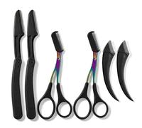 Classicseali 2Pcs Eyebrow Trimmer Scissors,Eyebrow Scissors for Women,with 4 Eyebrows Trimmers,Brow Scissor with Comb,Combs Head Detachable,Hair Removal Beauty Accessories for Men Women, Black