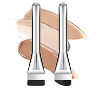 Classicseali 2pcs Flat Foundation Brush, Spatula Foundation Brushes for Liquid Makeup Blending Cream, Black Soft Bristles Liquid Foundation Brush Silver