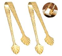 Classicseali 2Pcs Gold Sugar Tongs,Ice Tongs Gold, 3.74 Inch Ice Tong for Large ICES Cubes, for Bar, Desserts, Tea, Coffee Party and Appetizers
