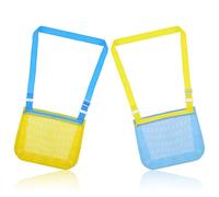 Classicseali 2pcs Shell Collecting Bags for Kids, Shell Collecting Bag with Adjustable Shoulder Straps, Mesh Bag for Beach Toys, Shells and Swimming Accessories, Seashell Bags for Girl Boy Teens