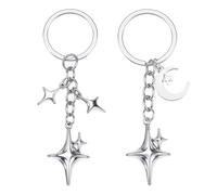 Classicseali 2pcs Y2K Keychain, Cool Keyrings, Dainty Stainless Steel Star Keyring Cute Keychains for Purse, Handbag, Backpack, Luggage, Car Key - Aesthetic Keychain for Women Girls Teens