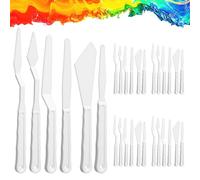 Classicseali 30PCS Paint Spatula, Thin and Flexible Plastic Palette Knife, Paint Knife, for Mixing, Smearing, and Layering Color, Suitable for Carving, Oil Painting, and Watercolor Painting, White