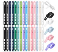 Classicseali 30pcs Silicone Cable Ties, Cable Ties Reusable, Adjustable Wre Organiser for Earphone Phone Charger Audio Cables Computer, Multicolor