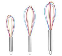Classicseali 3PCS Silicone Whisk for Non Stick Pans,3 Sizes Silicone Whisks for Cooking, Hand Silicones Whisks for Cooking, Silicones Whisk for Pans, Baking, Mixing, Stirring