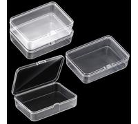Classicseali 4 Pcs Small Plastic Containers, Clear Small Plastic Boxes with Hinged Lids, Rectangular Smalls Plastics Box with Lids for Beads, Jewelry, Crafts,Business Cards, Accessories,3.74 x