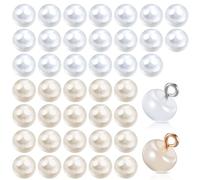 Classicseali 40pcs Pearl Buttons, 10mm Pearl Buttons for Sewing with Metal Circle Loop, Mushroom Half Round Mother of Pearls Button, for DIY Sewing Clothing Wedding Dresses Sweater Crafts, 2 Colors
