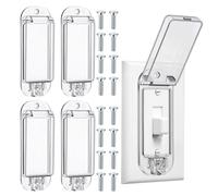 Classicseali 4PCS Light Switch Guard Cover, Transparent Switch Guard with Screws, Plastic Childproof Light Switch Cover, for Rocker Light Switches Electrical Outlet Receptacle Covers Guard