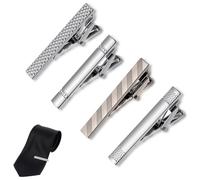 Classicseali 4pcs Men'S Tie Clips,Classic Silver Mens Tie Clips, Durable Ties Clip for Mens, Suitable for Men's Business, Weddings, Anniversaries, Graduations, and Everyday Use