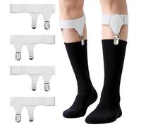 Classicseali 4pcs Sock Garters, Adjustable Elastic Sock Garters Mens with Non-slip Clip, Non-Slip Socks Strap Suspenders for Stockings,White