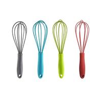 Classicseali 4PCS Whisk Silicone, 17cm Non-Stick Mini Whisk Hand for Cooking, Hand Silicone Whisks for Cooking, Non-Stick Pans, Baking, Mixing, Stirring, 4 Colors