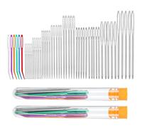 Classicseali 51pcs Wool Needles for Sewing Up Knitting, 10 Sizes Darning Needle, Tapestry Needles, Stainless Steel Yarn Needle with 2 Storage Box for Crochet, Darning, Weaving, DIY Crafting