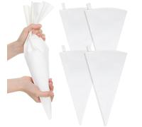 Classicseali 5pcs Piping Bags Reusable, Large Piping Bags 40cm/16 Inch, White Cloth Cake Decorating Bags for Frosting, White Hangable Piping Bags