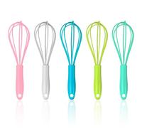 Classicseali 5PCS Small Silicone Whisk, 17cm Non-Stick Silicone Whisk for Non Stick Pans, Hand Whisks Silicones,for Nons Stick Pans, Baking, Mixing, Stirring, 5 Colors