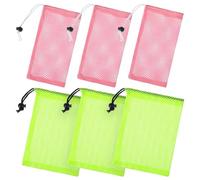 Classicseali 6Pcs Small Net Bags,Polyester Net Gift Bags Drawstring Small, Smalls Laundry Bag for Golf Stuff, Little Toys, Candy, Storage, Travel, Laundry, 15x20cm & 10x20cm,Fluorescent Green & Pink