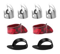 Classicseali 8pcs Banjo Finger Picks, Adjustable Banjo Picks,Zinc Alloy & ABS Finger Pick for Daily Practice or Various String Instruments Including Acoustic Guitar,Bass,(Red, Black, Silver)