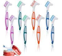 Classicseali 8pcs Denture Brushes,Denture Cleaning Brush,Multi-Layer Bristles, Double-Sided Retainer Toothbrush, for Dentures Care, Blue, Purple, Green, Orange