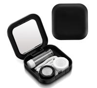 Classicseali Pack of 2 Contact Lenses Case, Contact Lens Storage, Contact Lens Box with Applicator and Tweezers, Contact Lens Accessories for Travel, Home, Office (Black)