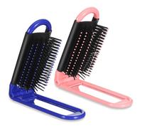 Classicseali Pack of 2 Foldable Hair Brush, Travel Brush, Foldable with Mirror, Folding Comb, Folding Brush, Mini Hair Brush for Men and Women, Portable Hair Styling Tools (Pink, Blue)