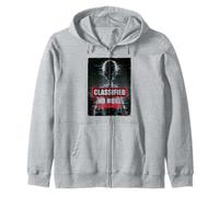 Classified Aliens Exist Glitch Graphic Retro Sci Fi Design Zip Hoodie
