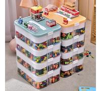 Classified storage Stackable Building Block Storage Box Transparent Dustproof Moisture-proof Plastic Storage Boxes Kids Lego 1 layer Green