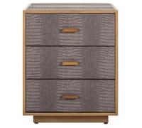 Classio Animal Leather with Brass Trim 3 Drawer Bedside Cabinet