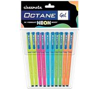 Classmate Octane Neon Gel Pens - Pack of 10, Smooth Writing with Water-Proof Ink, Attractive Neon Body Colors, Ideal for Exams and Class Notes