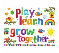 Classroom Banner Poster, 2 PCS Colorful Bulletin Board Decoration Motivational Posters for School & Classroom Kindergarten Preschool Primary Middle High School-Grow Together (Poster Tube Package)