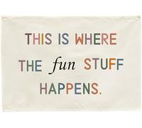 Classroom Banner Wall Decor-Teacher Gift-Boho Hanging Banner Pennant Poster Flags-for Teen Boy Girl Classroom Office Reading Room Psychotherapy Room-Christmas-This is Where The Fun-28.5x20 Inches