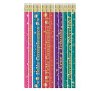 Classroom Capers 12 x Spanish Praise Word & Birthday HB Pencils with Erasers.Great Class Gift/Prize