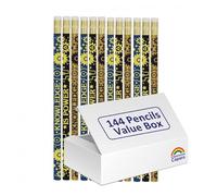 Classroom Capers 144 x Knowledge is Power Science Pencils HB Pencils with Erasers. Perfect Class Present. Value Box