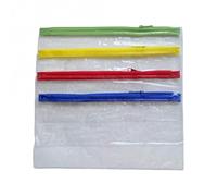 Classroom Capers 50 x Clear Exam Pencil Cases - Green Zip. 24x12.5cm