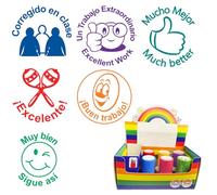 Classroom Capers 6 x Spanish Praise Teacher Stamps in a Handy Presentation Box Set