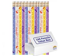 Classroom Capers Learn French Words MFL HB Pencils with Erasers x 144. Perfect Class Present. Value Box