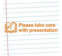 Classroom Capers Please take Care with Presentation Self-Inking Teacher Stamp, Reinkable, Quality School Stamp 10x39mm Orange Ink.