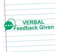 Classroom Capers Verbal Feedback Given Self-Inking Stamper. Reinkable, Quality School Stamp 10X39mm, Green Ink.