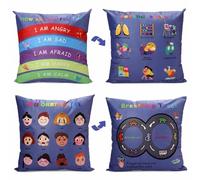 Classroom Decor Throw Pillow Covers Set of 2 - Calming Corner School Counselor Office Mental Health Decor Calm Down Corner Supplies Cozy Corner Feelings Pillow Therapy Office Decor 18x18 Blue