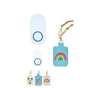 Classroom Doorbell Together with Button Holder for Classroom Management, AC Doorbell with Teacher Lanyard Pouch ID Holder, Classroom Teacher Must Haves, Doorbell for Teachers (Blue Rainbow)