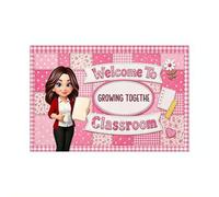 Classroom Doormat,Pink Flower Pattern Teacher Welcome to Classroom Mat - Back to School Gift, Classroom Decoration,Homecoming Decorations, Teacher's Day Gifts