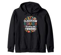 Classroom Duo Teaching and Twinning Teacher Zip Hoodie