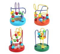 Classroom Exchange Valentines Day Cards Mini Small Bead Educational Colorful Baby And Children Mini Bead Wire Maze Roller Educational Game Wooden Games for Kids 3-5 (Yellow, One Size)