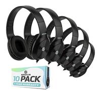 Classroom Headphones-Bulk 10-Pack, Student On Ear Comfy Swivel Earphones for Library, School, Airplane, Kids-for Online Learning and Travel, HQ Stereo Sound 3.5mm Jack (Black)